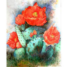 full Square Drill 5D DIY Diamond Painting Red cactus flower diamond Embroidery still life Cross Stitch,Mosaic picture Home Decor 2024 - buy cheap