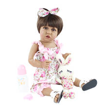 New Face 55cm Full Body Soft Silicone Baby Reborn Girl Doll Toys 22" Vinyl Newborn Boneca Birthday Gift Bathe Toy Dress Up 2024 - buy cheap