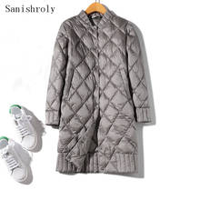 Sanishroly Autumn Winter Women Plaid Long Jacket Warm Light White Duck Down Coat Parka Ladies Single Breasted Down Outwear S1161 2024 - buy cheap