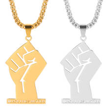 Black Lives Matter Fist Necklaces Women Men Stainless Steel Fist Pendant Necklaces Fashion Hollow Long Chain Jewelry Accessories 2024 - buy cheap