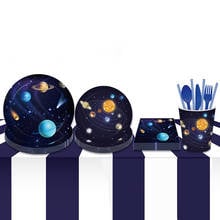 Planet Outer Space Theme Paper Plate Cups Napkin for Kids Birthday Party Solar System Tableware Wedding Party Decor Supplies 2024 - buy cheap