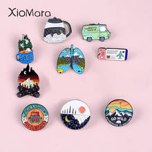 Go Travel ! Adventure Pin Mountain Forest Lakes Earth Explore Nature Bus Enamel Pin Button Badge Brooch Women Men Outdoorsy Gift 2024 - buy cheap
