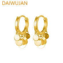 DAIWUJAN Real 925 Sterling Silver Hoop Earrings For Women Glossy Flake Circle Round Tassel Huggie Earring Pendientes Oorbellen 2024 - buy cheap