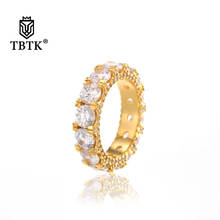 TBTK Charm Iced Out Round CZ Rings Women Men Wedding Luxury Cubic Zirconia Ring Gold Silver Color Fashion Hiphop Party Jewelry 2024 - buy cheap