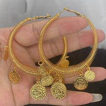 Big Coin Gold Color Small Earrings for Women Jewelry Middle East Arab Africa Girl Ethiopian Habesha Gift 2024 - buy cheap