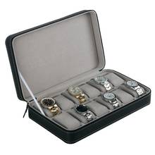 12 Slots PU Leather Watch Boxes Storage Organizer Box Luxury Jewelry Bracelet Watch Display Holder Black Case Box 2024 - buy cheap