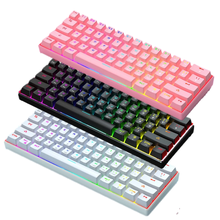 Eg61 61key rgb teclado mecânico retroiluminado, três modos bluetooth/2.4g teclado sem fio para jogos mecânico para desktop interruptor azul 2024 - compre barato