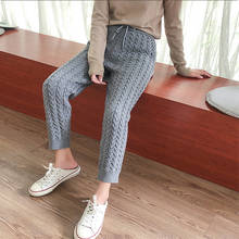 Women Casual Harem Pants Winter Thicken Drawstring Women Knitted Pants Autumn Winter Twisted Sweater Trousers 2019 2024 - buy cheap