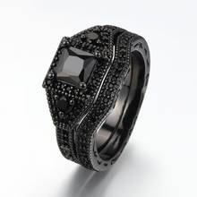 Роскошный черный набор колец для женщин, аксессуары, ювелирные изделия, геометрические стразы, циркониевое кольцо, свадебный подарок на помолвку 2024 - купить недорого