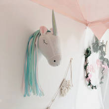 Decoración de cabeza de Animal 3D para habitación de niños, decoración de pared colgante, animales de peluche, unicornio, muñeco de peluche, regalos, accesorios de dormitorio para niños 2024 - compra barato
