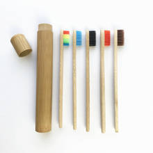 Cepillo de dientes de bambú con tubo, respetuoso con el medio ambiente, mango de madera de cerdas suaves, tubo de cepillo de dientes de fibra de bambú, juego de carbón portátil, 1 ud. 2024 - compra barato