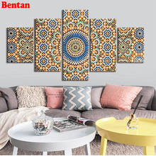 Completo quadrado redondo pintura de diamantes mandala imagem religiosa de diamante bordado faça você mesmo 5 peças mural de ponto cruz presente 2024 - compre barato