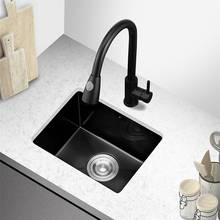 Black Kitchen Sink 304 Stainless Steel Single Bowel Kitchen Sinks Vegetable Washing Basin Black Nano Sink  Udermount AT890 2024 - buy cheap