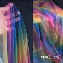 New Rainbow Gradient Mesh Tulle Fabric DIY Summer Skirt Scarf Party Stage Decor Doll Hign-end Dress Designer Fabric 50*150cm 2024 - buy cheap