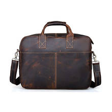 Luufan Men`s briefcase crazy horse leather messenger bag vintage brown crossbody laptop handbag top quality 2024 - buy cheap