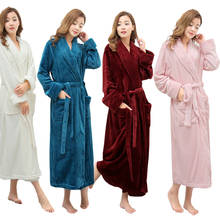 Распродажа, женский зимний очень мягкий теплый длинный банный халат, плюшевый халат-кимоно для влюбленных, мужской халат, свадебные халаты для подружки невесты 2024 - купить недорого
