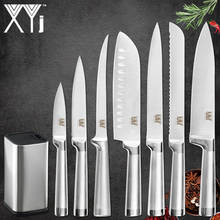 XYj Kitchen 8pcs Stainless Steel Knives Set 8 inch Knife Stand Boning Santoku Knives Fish Sushi Japanese Style Cooking Tools 2024 - купить недорого