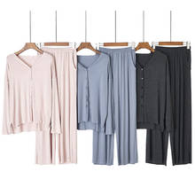 2021 Women Cotton Pajamas Set Female Solid Sample Pyjamas Loose Elegant Casual Nightwear Spring Autumn Summer Homewear Pijama 2024 - buy cheap