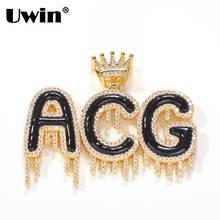 UWIN Customized Name Pendant Personalized Drip Crown Letters Charms Necklace for Unisex Gift Cuban Rope Chain 2024 - buy cheap