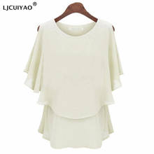 Ljcuiyao blusa feminina casual folgada com babados, camisa fashion para mulheres camisa elegante de chiffon, blusa feminina para mulheres 2024 - compre barato