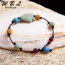 WBL Piedra Natural Lava cuentas pulseras piedra de Lava colorida pulsera de cuero encantos pulsera para mujeres joyería regalo Vintage 2024 - compra barato
