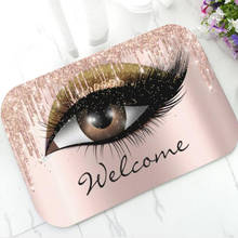 Makeup Artist Eyelash Lashes Glitter Drips Rose Gold Welcome Door Mat Floor Entry Doormat Non Slip Rug Carpet Beauty Salon Decor 2024 - buy cheap