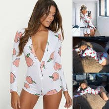 Brand New Fashion Sexy Women Long Sleeve Bodysuit Leotard Top Shorts Cusual Print Rompers Hot Sale Bodysuits 2024 - buy cheap