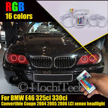 For BMW E46 325ci 330ci Convertible Coupe 2004-06 LCI Xenon Headlight Multi-Color Changing Shift LED RGB Headlight Halo Ring Set 2024 - buy cheap