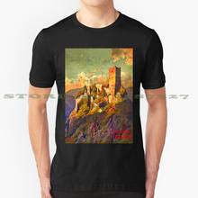 Excursions In Alsace , France , Vintage French Poster Cool Design Trendy T-Shirt Tee Excursions Alsace France Fortress Mountain 2024 - buy cheap