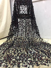 different color beads with black Lace Fabric Nigerian High Quality Lace Fabric For Women Party Dresses BZL-2001013 2024 - buy cheap