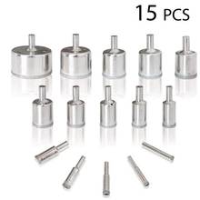 Abridor de 15 Pçs/set Diamond Revestido Broca Definir Buraco Da Telha Cerâmica Ferramenta de Poder Broca Buraco Saw Perfuração Bits Para Ferramentas Eléctricas 6MM-50MM 2024 - compre barato