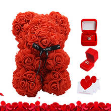 Хороший подарок на день Святого Валентина, 25 см, красная роза, медведь, роза, цветы, искусственное украшение, рождественские подарки, подарок на День святого Валентина для женщин, домашний декор 2024 - купить недорого