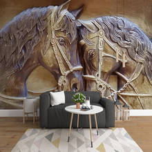 Пользовательские фото обои 3D стереоскопический рельефный задник с лошадьми художественная настенная живопись Гостиная Кабинет спальня настенный Декор Большая фреска 2024 - купить недорого