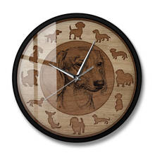 Texture Acrylic Printed Wall Clock Dachshund Dog Art Wood Silent Non-ticking Wall Watch Sausage Puppy Home Decor Weiner Dog Gift 2024 - buy cheap
