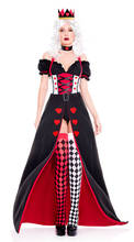 Fantasia de rainha do coração para cosplay, vestido feminino vermelho de rainha 2024 - compre barato