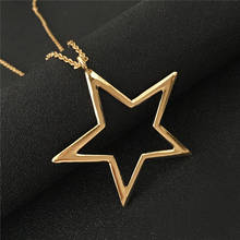 Collar largo de Metal con forma de estrella para mujer, cadena larga hecha a mano, Estilo Vintage, bohemio, dorado, accesorios de joyería 2024 - compra barato