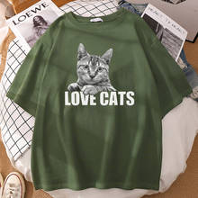 Tabby-camisetas con estampado de gato tumbado para hombre, ropa moderna de gran tamaño, ropa de calle, creativa 2024 - compra barato