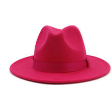 Chapéu tipo fedora, chapéu masculino e feminino de lã vermelha, aba larga, chapéu de jazz, chapéu de igreja, chapéu fascinator pop para mulheres, chapéu de festa, tamanho 56-58cm, 2019 2024 - compre barato
