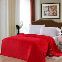Однотонное фланелевое одеяло Коралловое бархатное теплое одеяло для дивана однотонное одеяло перекрестное одеяло двойное одеяло 2024 - купить недорого