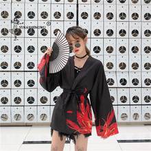 Yukata casaco kimono japonês feminino, estampa de dragão, camisa de manga comprida, casual, kimonos femme kawaii asiático, fantasia quimono 2024 - compre barato