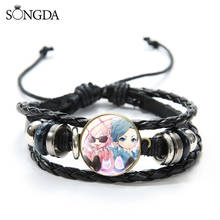 Classic Anime Yarichin Club Series Bracelet Print Cartoons Photo Glass Gem Adjustable Black Woven Leather Bangles For Fans Gifts 2024 - buy cheap