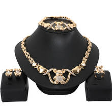 Hot african jewelry sets Gold plate hugs and kisses necklaces earrings rings Anniversary bracelet Jewelry set for women 2024 - buy cheap