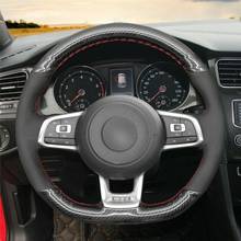 Black PU Carbon Fiber Car Steering Wheel Cover For Volkswagen Golf 7 GTI T-Roc Accessories 2024 - buy cheap