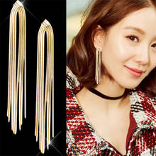 New Retro Gold Silver Color Long Hanging Earrings For Women Metal Tassel Ethnic Drop Earrings Hip Hop Street Jewelry Accessories 2024 - buy cheap