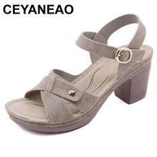 CEYANEAO Women New 2021 Sandals Open Toe 7.5cm High Wood Heels Buckle Non-Slip Sewing Colorful Soft Casual Summer Red 2024 - buy cheap