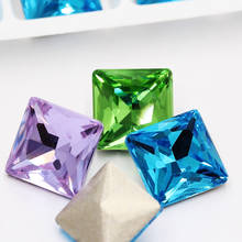 Color Square Crystal Craft K9 Glass Rhinestone Jewelry Craft Pointback for Craft Glue on Clothing Garment Dress Beads Decoration 2024 - buy cheap