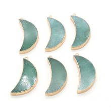Crescente lua forma pingentes encantos verde aventurines pingentes para jóias colar pulseiras acessórios fazendo 18x45mm 2024 - compre barato