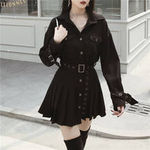 Ruibbit-vestido negro gótico Punk para primavera y otoño, ropa Sexy ajustada de manga larga a la moda para mujer, novedad 2024 - compra barato