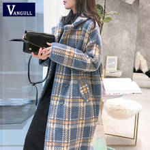 Vangull elegant plaid Women woolen Coats Ladies 2020 Autumn fashion casual Turn-down collar coats Female Long Loose warm outwear 2024 - buy cheap