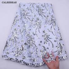 Nigerian Mesh Lace Fabric Top Selling White Sequins Lace Fabrics High Quality African French Tulle Lace Fabric For Dress S2168 2024 - buy cheap